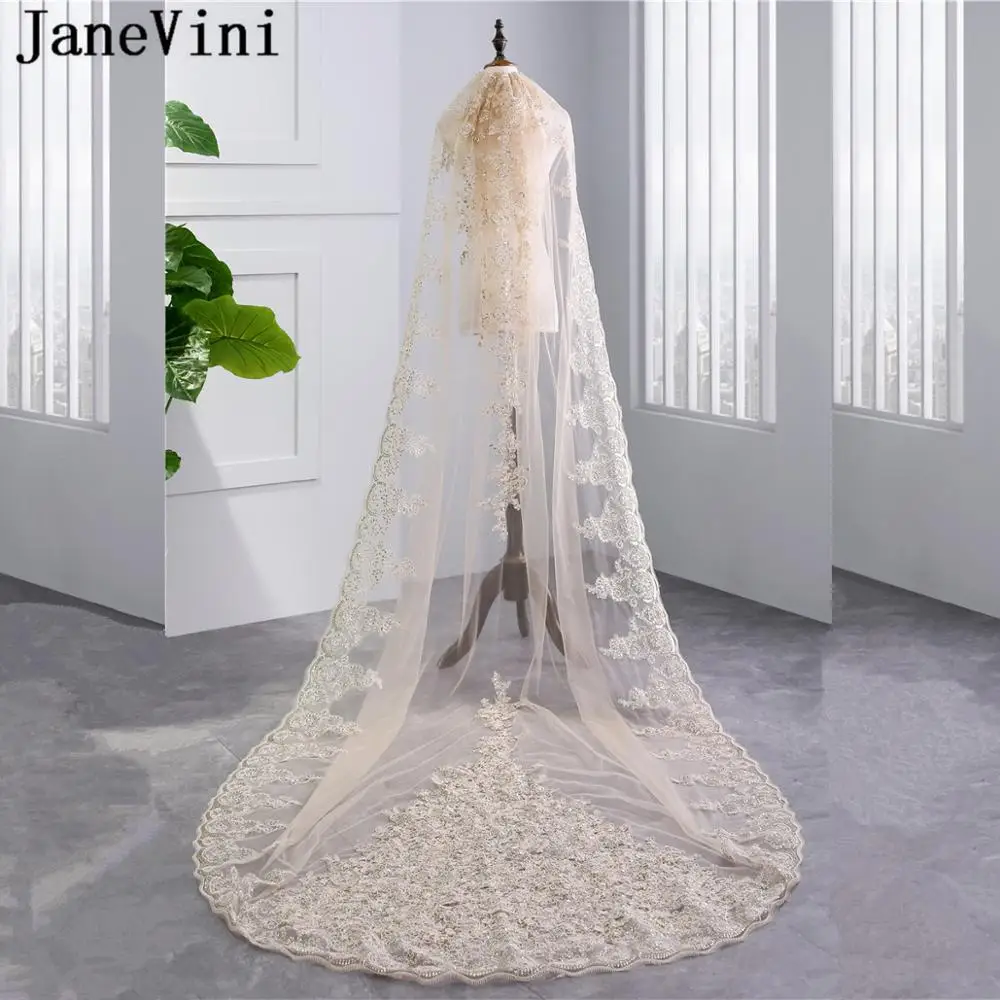 Элегантная фата-гребень цвета шампанского 3 метра | Свадьбы и торжества