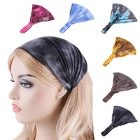 1pc bohemian elastic hair band turban head wrap tie dye cotton headbands womens vintage bandana