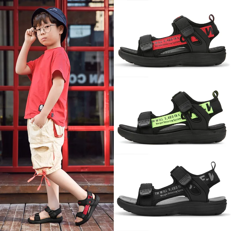 

Summer Children's Sandals Non-slip Soft Bottom Velcro Boy Beach Shoes Small Medium Big Kids Baby Sandals Breathable Comfortable