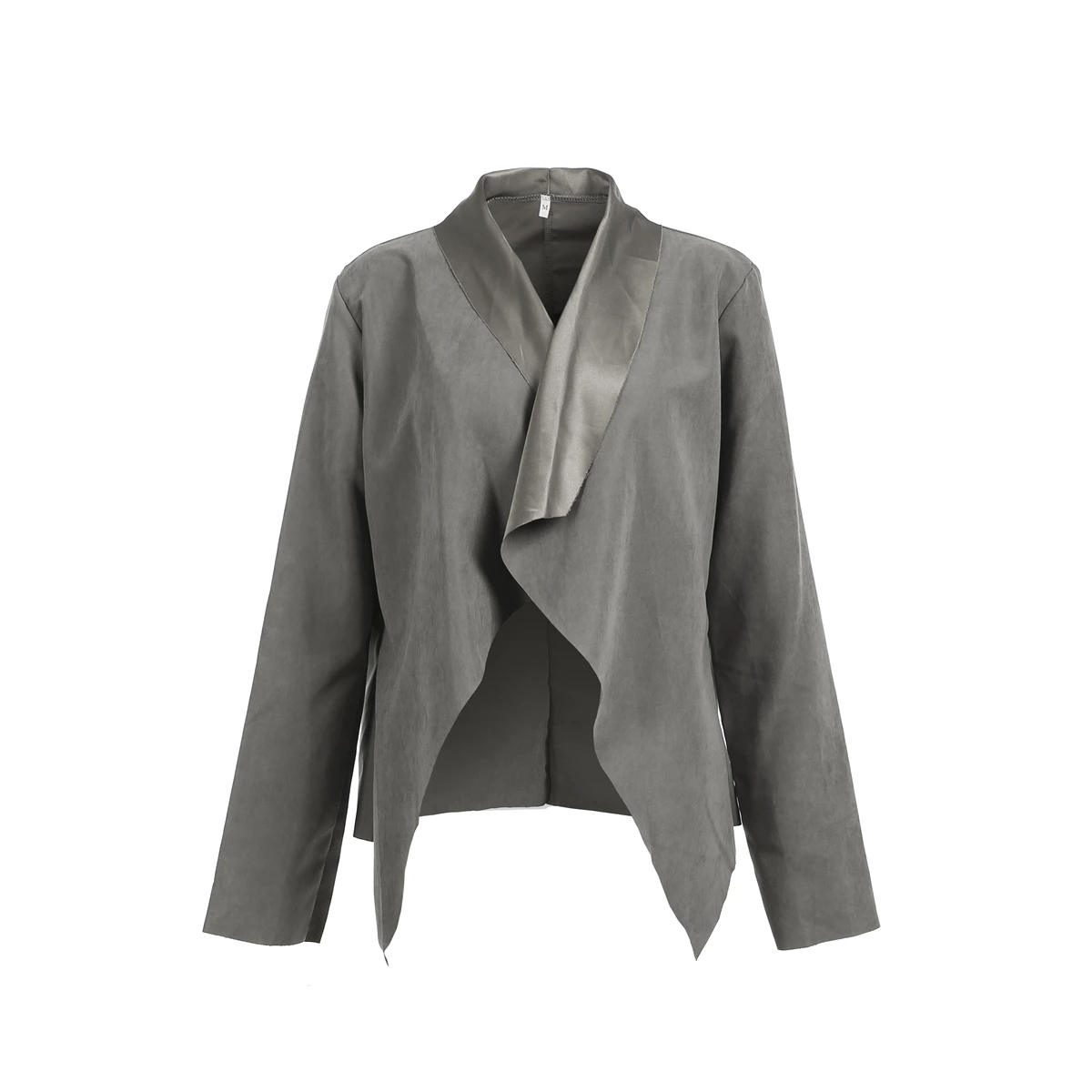 Женский замшевый кардиган с отложным воротником и длинным рукавом | Женская