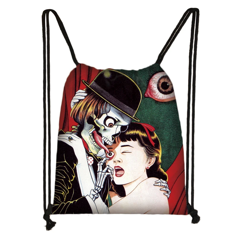 skdmanga12 Horror manga drawstring сумка Junji Ito Женская и мужская сумка для хранения Jorogumo/slug девушка холщовый рюкзак дорожный рюкзак Подростковая сумка - Цвет: skdmanga12