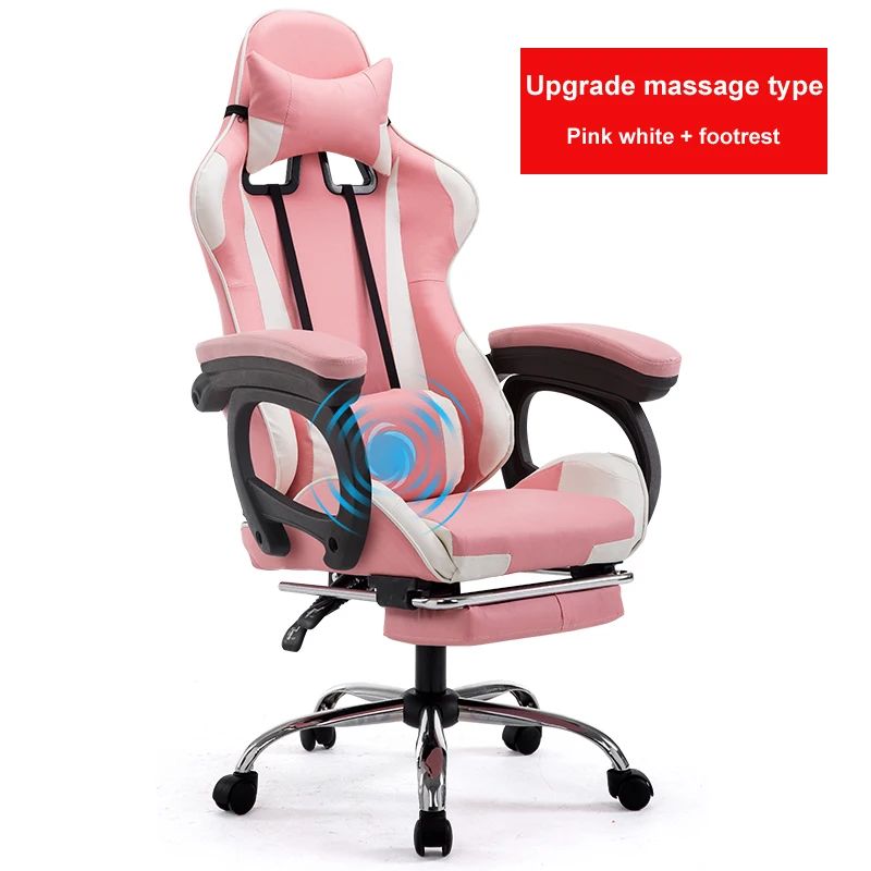 pink white Регулируемое офисное кресло с подставкой для ног эргономичное кресло с высокой спинкой из искусственной кожи В гоночном стиле с откидывающейся спинкой компьютерное кресло - Цвет: pink white