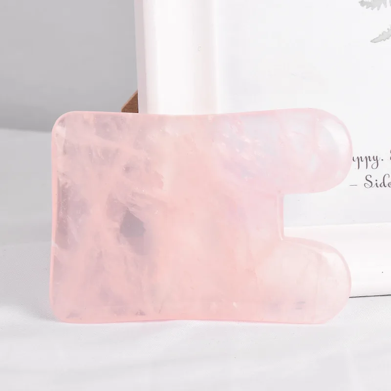 Массажная тарелка гуаша из натурального нефрита пластина розового кварца для