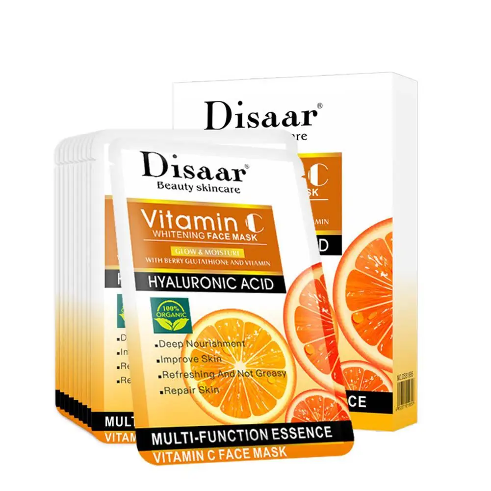 

10pcs Vitamin C Facial Mask Moisturizing Repair Whitening Hydrating Nourishing Mask