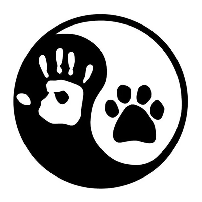 

Personality Yin and Yang Dog Footprints Palm Print Car Stickers and Decals Bumper Bodywork Windshield Accessories PVC12x12cm