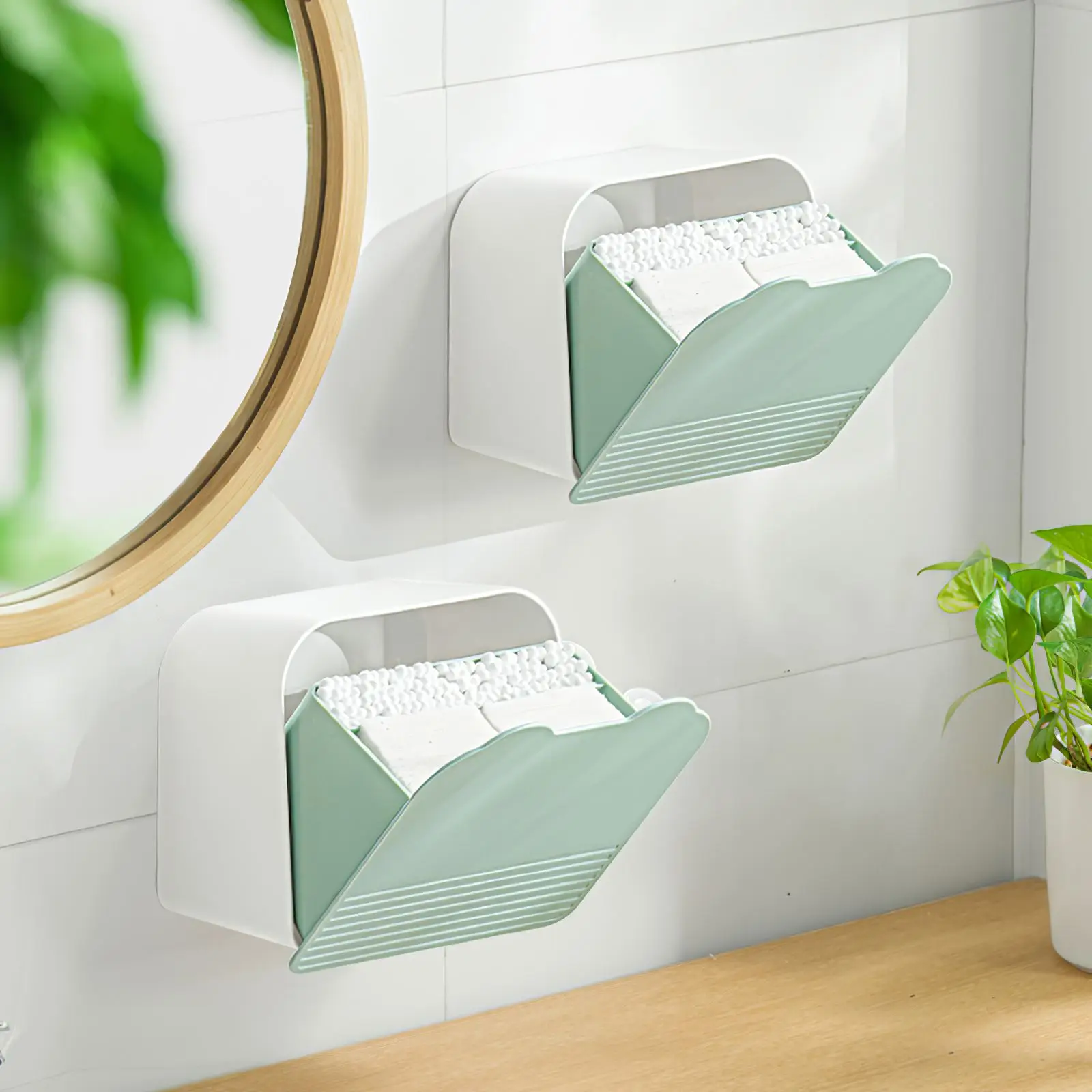 

Double Layer Cosmetic Cotton Storage Box Bathroom Wall-mounted Sanitary Napkin Storage Box Wall Hanging Cotton Swab Organizer