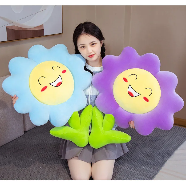 

45/70 cm smile Sunflower plush toy plush pet sleeping mat tatami pillow Sunflower home bedroom car shop decoration girl gift2021