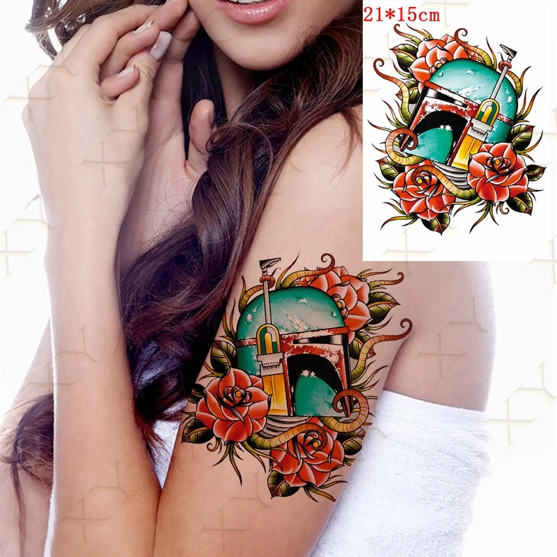

Waterproof Temporary Tattoo Sticker Old School Flower Totem Flash Tattos Forest Wolf Lion Body Art Arm Fake Tatoo Women Men
