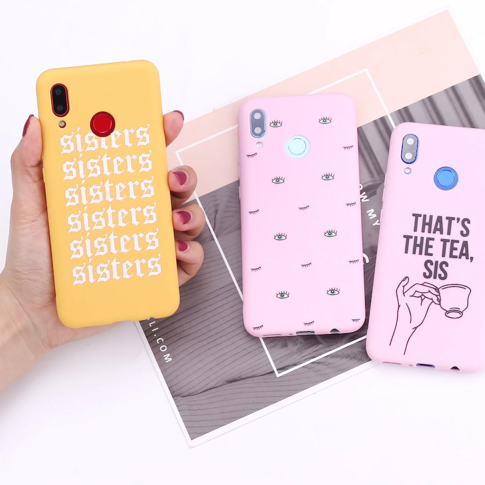 

For Xiaomi Mi Redmi Note 5 6 7 8 9 10 lite Pro Plus Sister Eyelash Girls Pink Silicone Phone Case Cover Capa Fundas