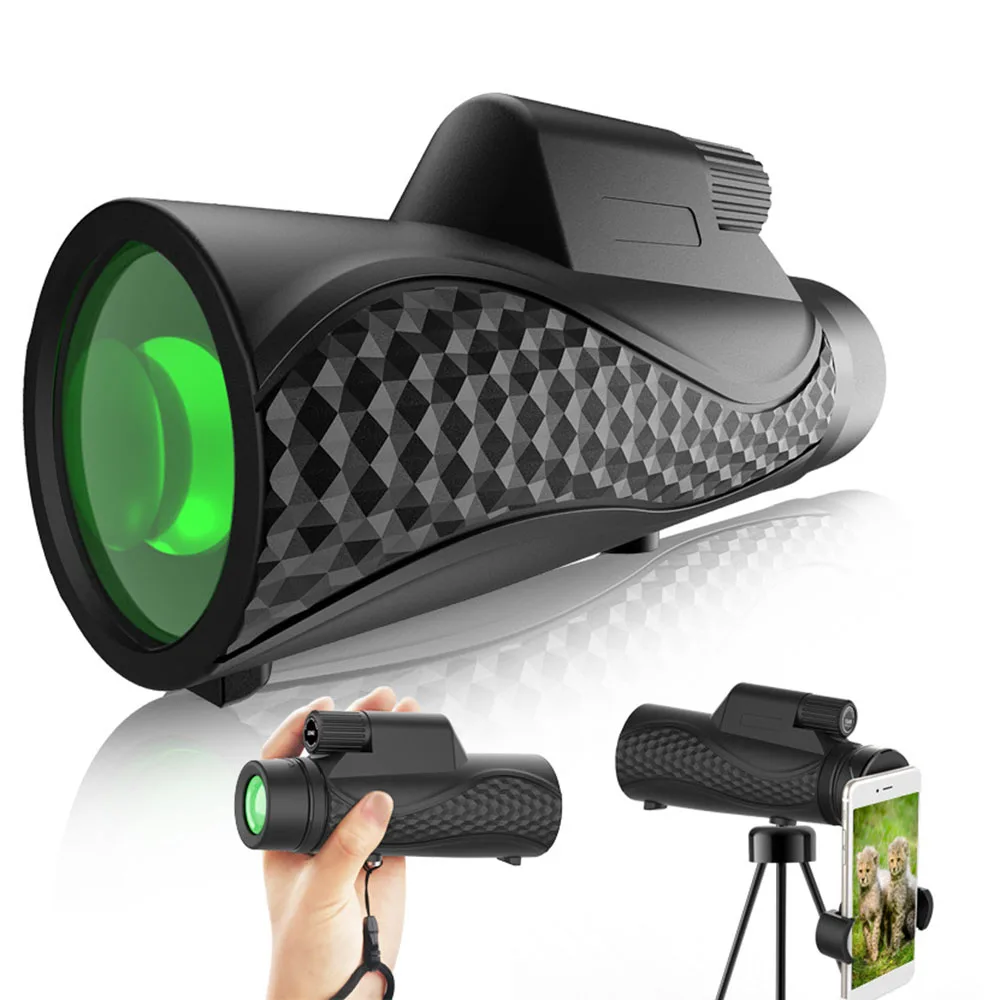 

Monocular 12X42 Telescope with Smartphone Holder and Tripod 114-1000m BAK4 Prism Dual Focus for Bird Watching Hunting