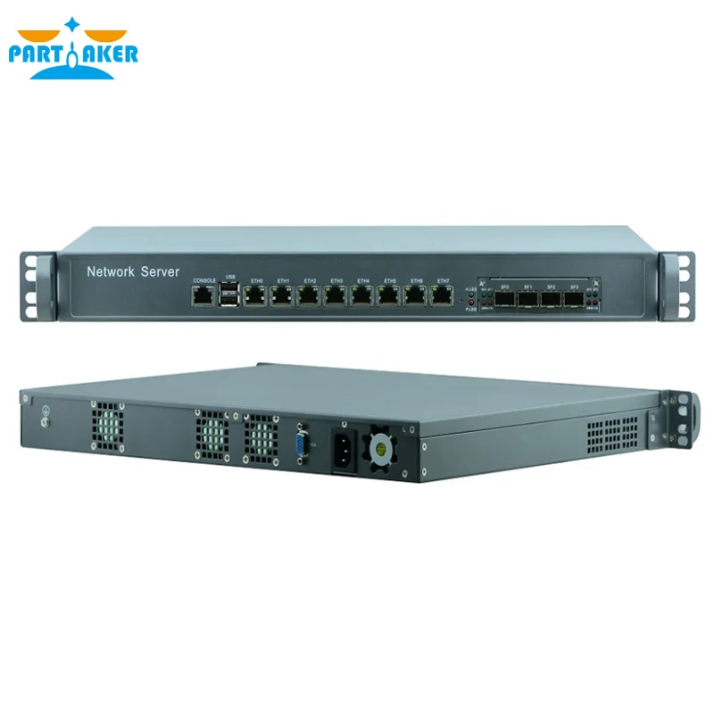 1U intel Core i7 7700 CPU firewall network server SFP 4 Optical fiber pfSense barebone system OEM Network appliance with 8 LAN images - 6