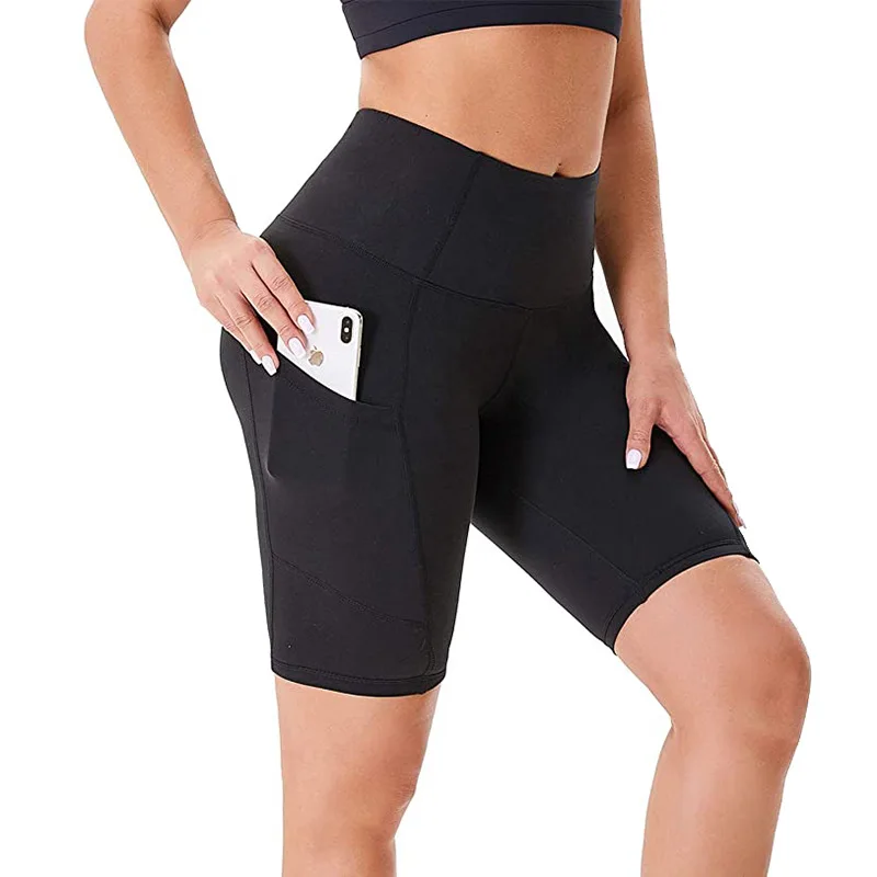 

#563 High Waist Tummy Control Short Leggings Sportswear Tights Women Workout Fitness Compression Yoga Shorts Side Pocket