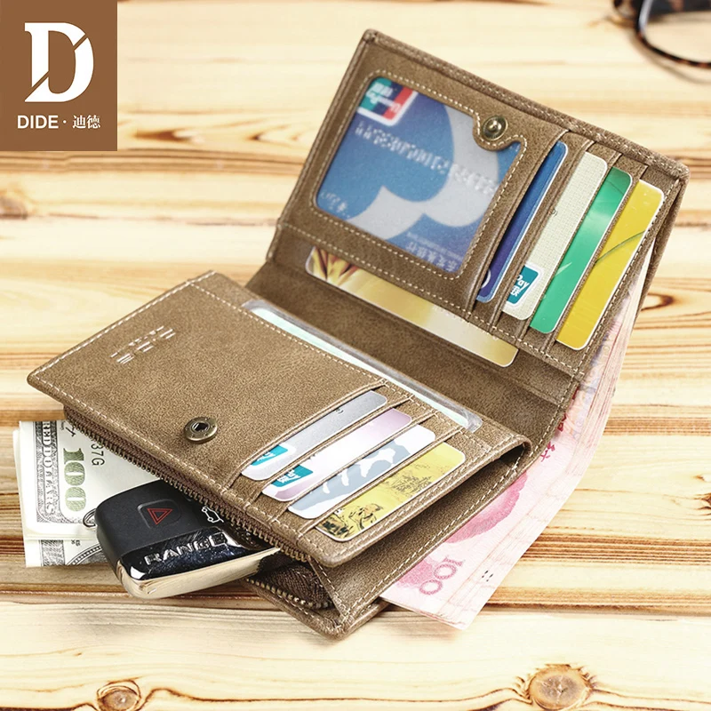 DIDE брендовый мужской кошелек из воловьей кожи короткий натуральной на молнии с
