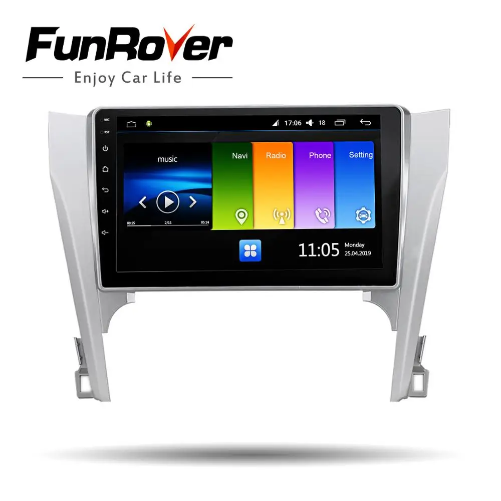 FUNROVER android 9 0 2.5D + IPS автомобильный dvd мультимедийный плеер для Toyota Camry 50 2012 2014 радио