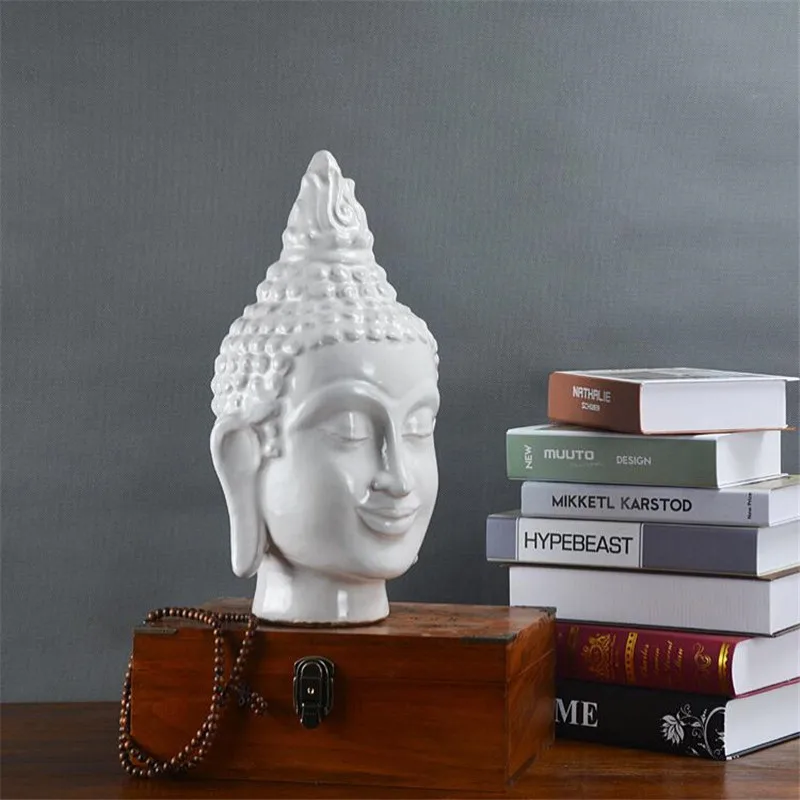 

Bao Guang Ta Thailand Retro Ceramics Color Transshipment Buddha Head Statue Modern Living Room Office Sculpture Home Decor A3402