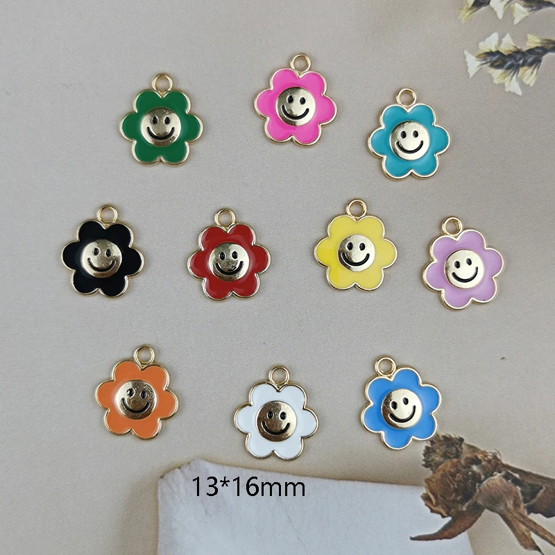 20 шт. эмалированные подвески для браслета в виде маленьких цветов | Украшения и