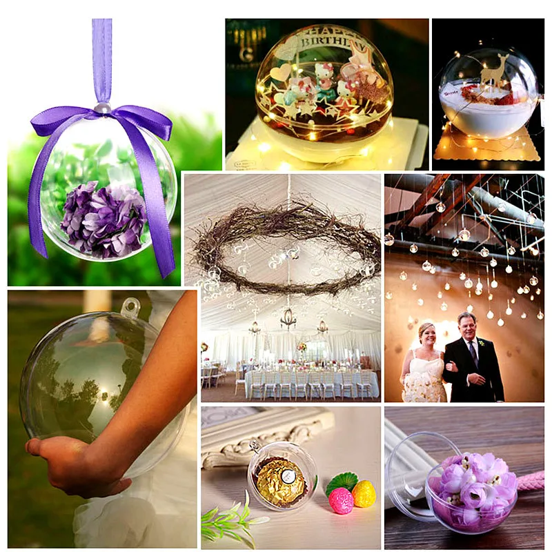 10 шт. большая рождественская елка открытые пластиковые прозрачные украшения шар