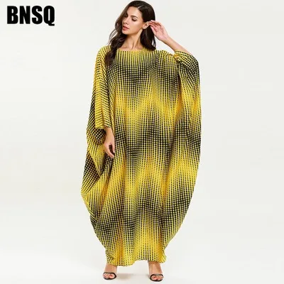 Дубай Кафтан платья абайя мусульманские женские элегантные полосы печати