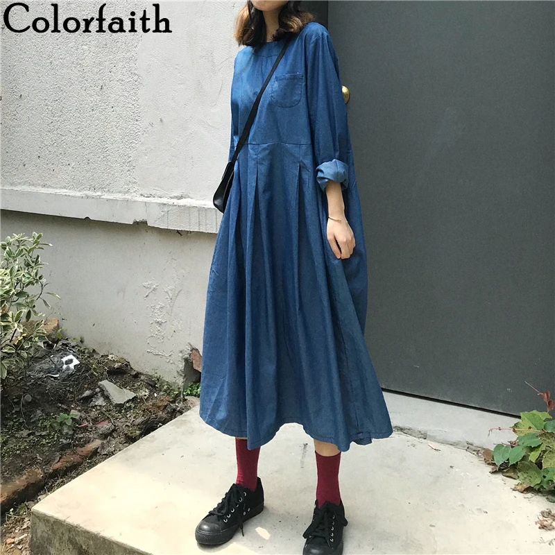 

Женское джинсовое платье Colorfaith, элегантное винтажное платье большого размера в Корейском стиле, весна-лето 2022, DR5443