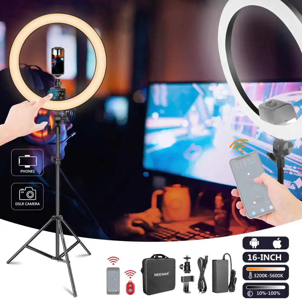Neewer APP Control 16 дюймовый светодиодный кольцевой светильник поддержка ручного