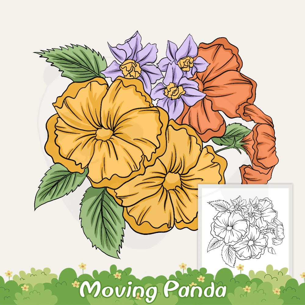 

6Pcs Flower Stencil And Clear Stamp Metal Cutting Dies For DIY Scrapbook Decoration Embossed Paper Card Making Template Craft