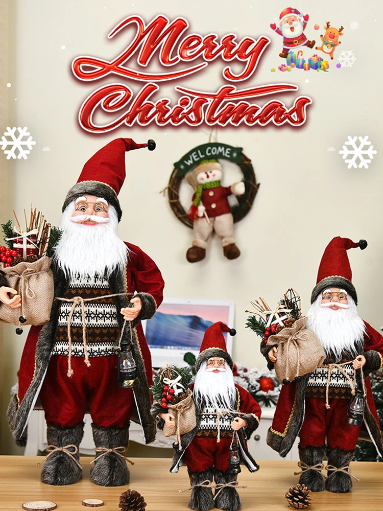 

30/45cm Standing Santa Figurine Doll Christmas Decorations Ornaments Xmas Toys New Year Children Gift Home Decorations Navidad