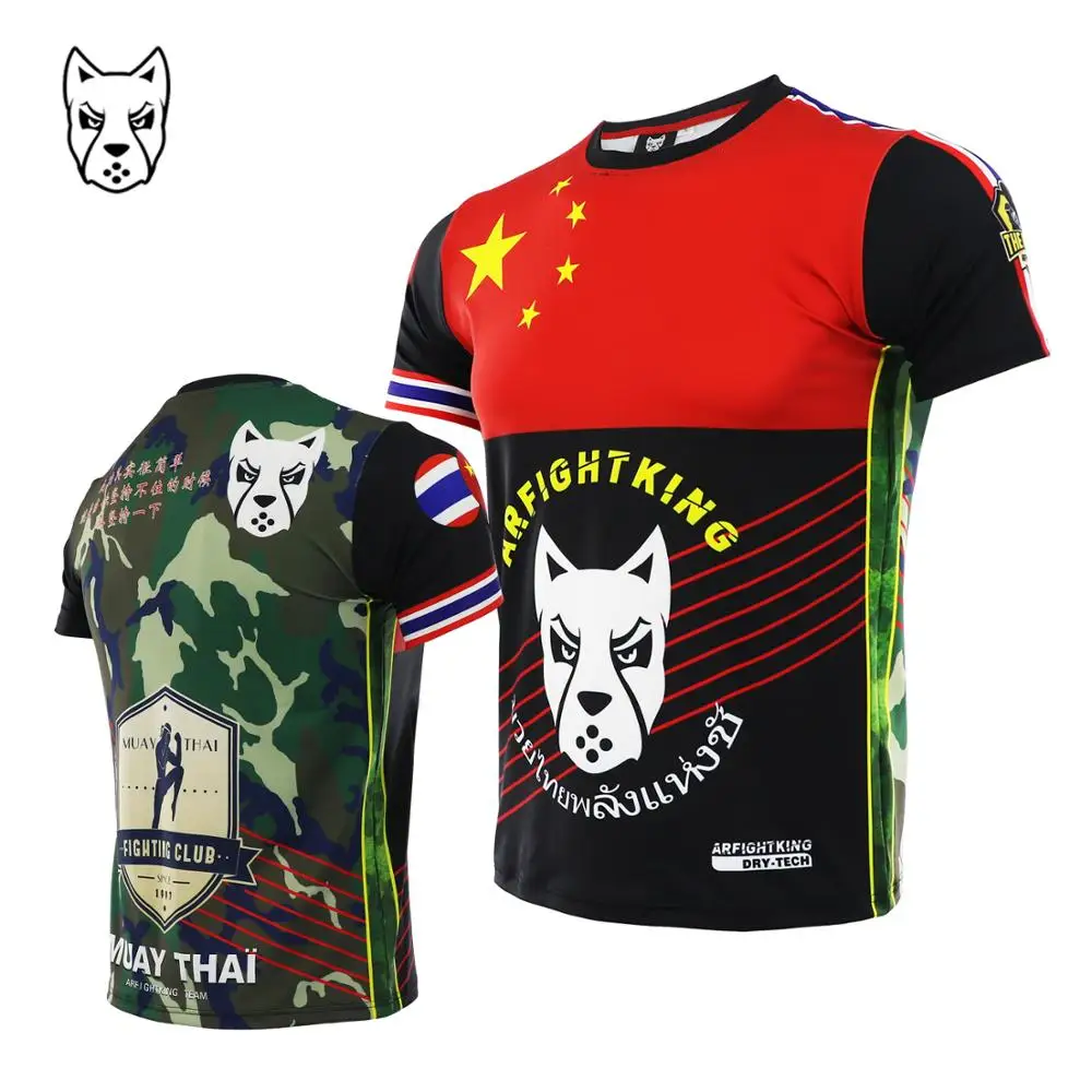 ARFIGHTKING Muay Thai T-shirt fitness Mixed martial arts training MMA stretch fight sport short sleeve | Спорт и развлечения