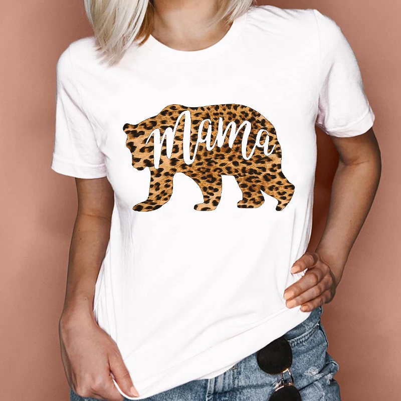 

Женские Графический медведь в форме леопарда 90s I Love Mama мама надпись «Mother Love» 2021 Последняя мода леди одежда для детей топы, футболки для девоч...