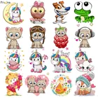 Наклейки Prajna с мультяшными животными, единорогом, кошкой, совами, термотрансферные наклейки Vynil с милыми маленькими животными для глажки детской футболки