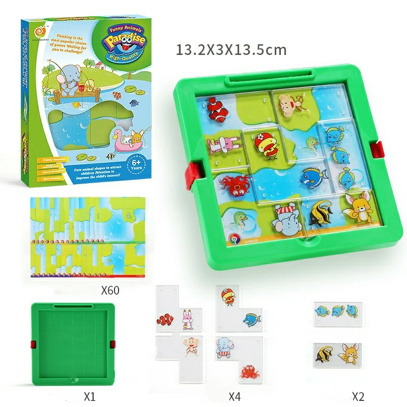 60 Challenges IQ Puzzle Intelligence Diy Creative Animal Paradise Game Mind Brain Board Educational Toy for Children |