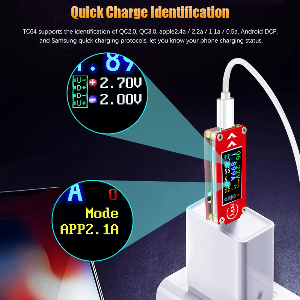 Тип-c цветной ЖК-дисплей USB Вольтметр Амперметр Напряжение измеритель тока