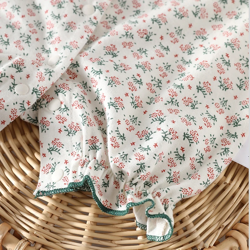 

2 Pcs Baby Romper Newborn infant Girl Jumpsuit Clothes Toddler Green and Flower Birthday Gift 2021 New
