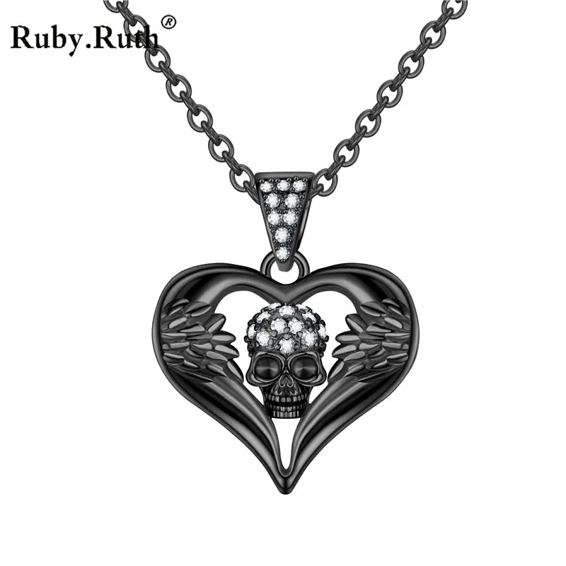 Ангел череп сердце Цепочки и ожерелья Zrcon кристаллы для любимой женщины