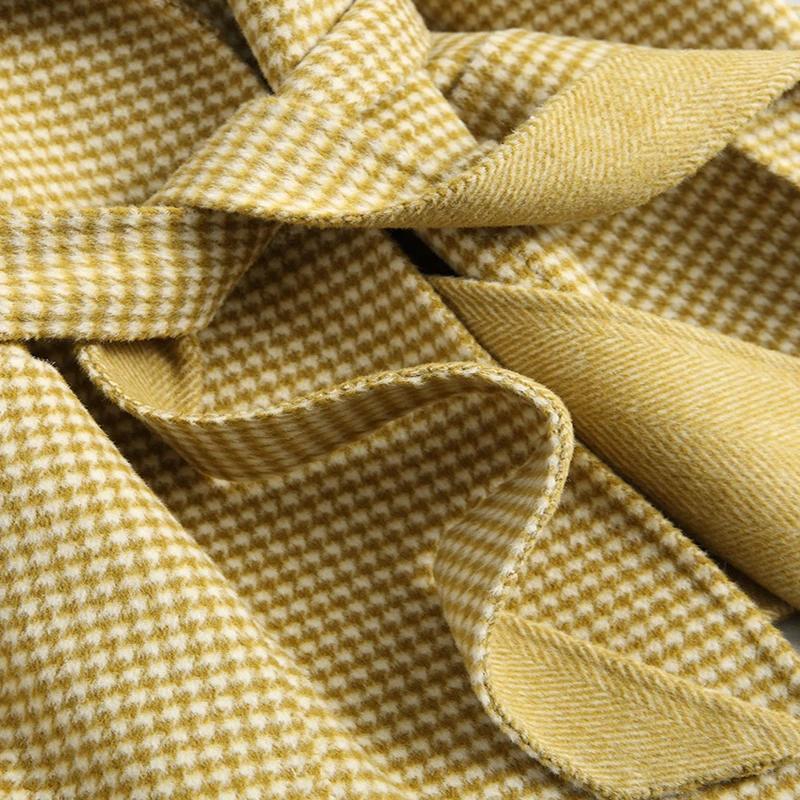 Клетчатое шерстяное пальто для женщин 2020 короткая осенне-весенняя куртка Модные