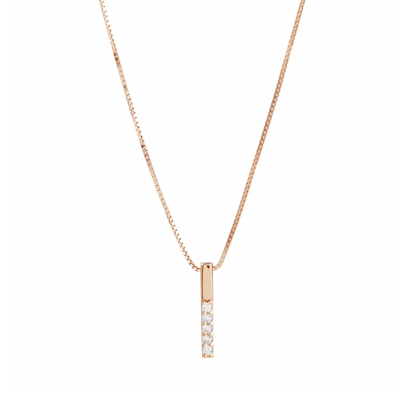 

Simple Strip Geometric Cubic Zircon Necklace Silver Color Clavicle Chain Charm Necklace For Women S-N545