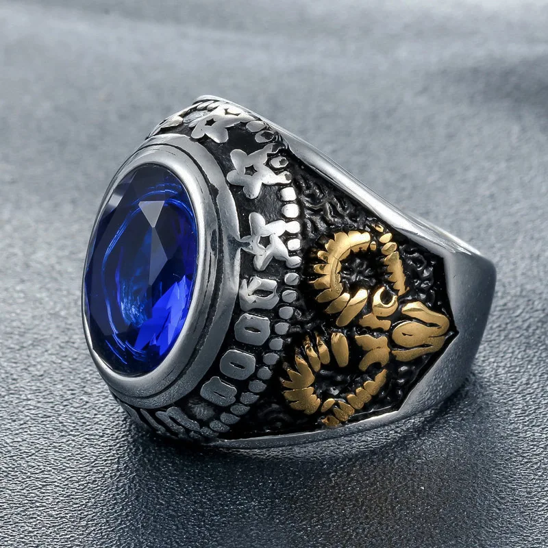 Кольцо с фианитом для мужчин и женщин винтажное овальное из нержавеющей стали в
