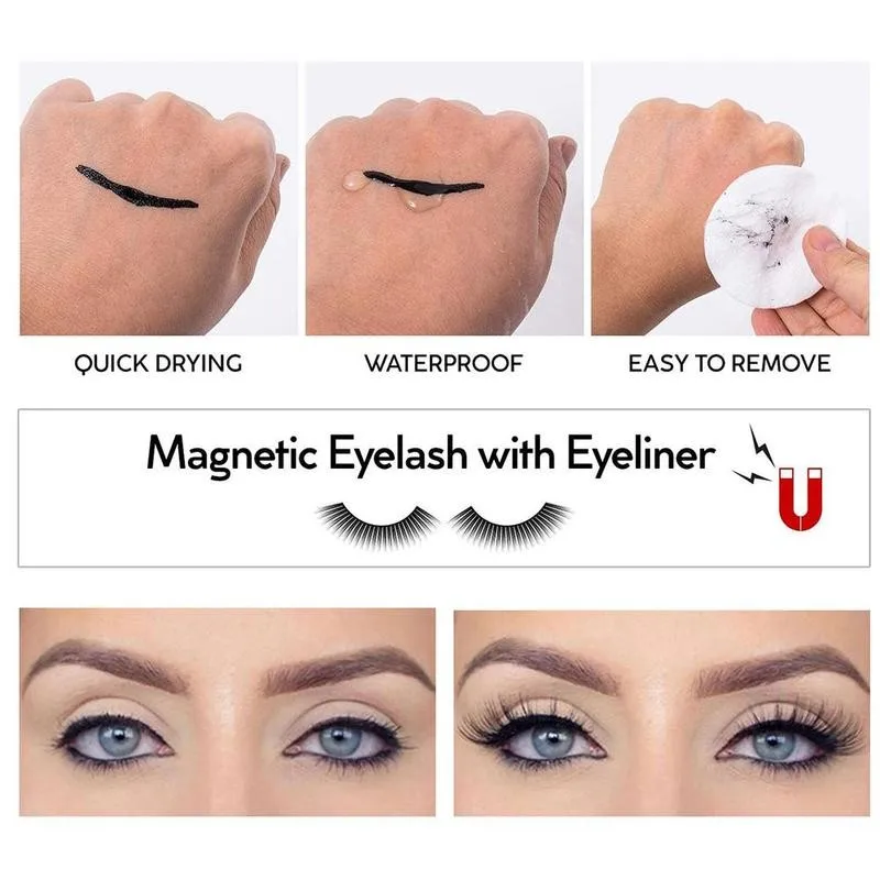 

Magnetic Eyelashes Set Five Pairs Of Magnetic Eyelashes 2 Eyeliner Tweezers Kit Magnetic W8L4