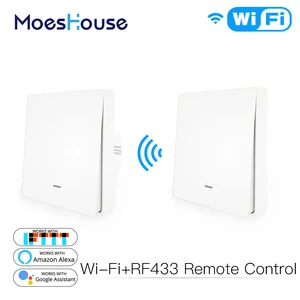 Умный двухсторонний кнопочный переключатель Wi-Fi RF433, настенная панель, комплект передатчика Smart life Tuya, управление через приложение, работает с Alexa Google Home