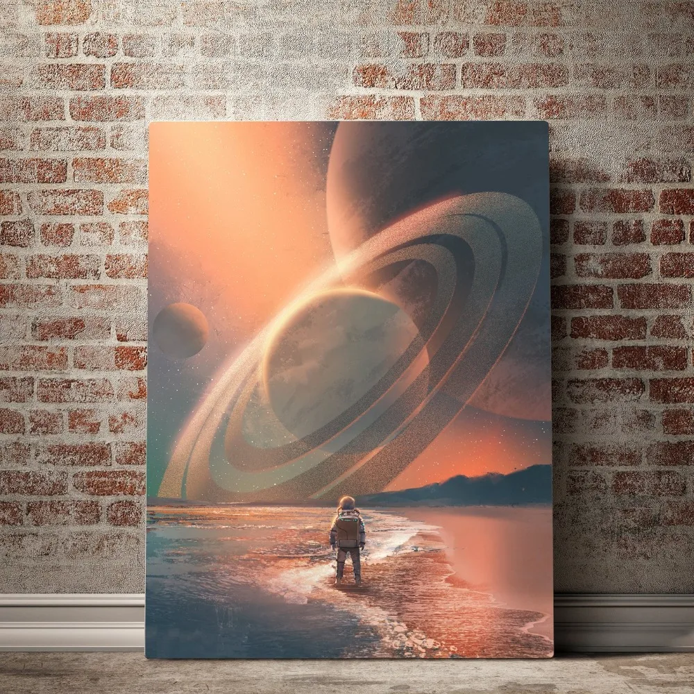 

Nordic Universe Planet Canvas Painting Planet Astronaut Retro Posters and Prints Modern Wall Art Pictures Home Decor Living Room