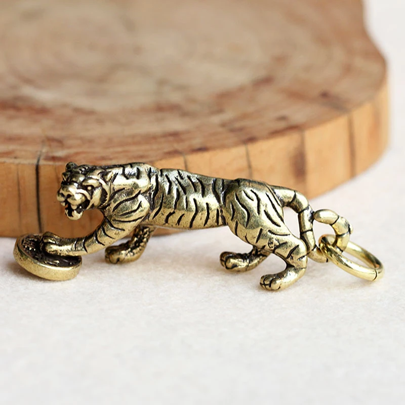 Зодиак из латуни брелок в виде тигра животного медный зверя для автомобиля