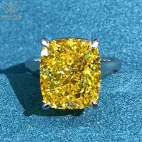 wuiha 100 925 sterling silver 3ex cushion cut 8ct vvs yellow created moissanite wedding engagement customized ring fine jewelry