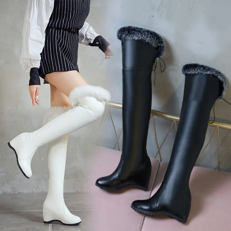 

FXYCMMCQ New Korean Version Rabbit Hair Inside High Boots Fashion Boots Women Over The Knee Boots X2-7