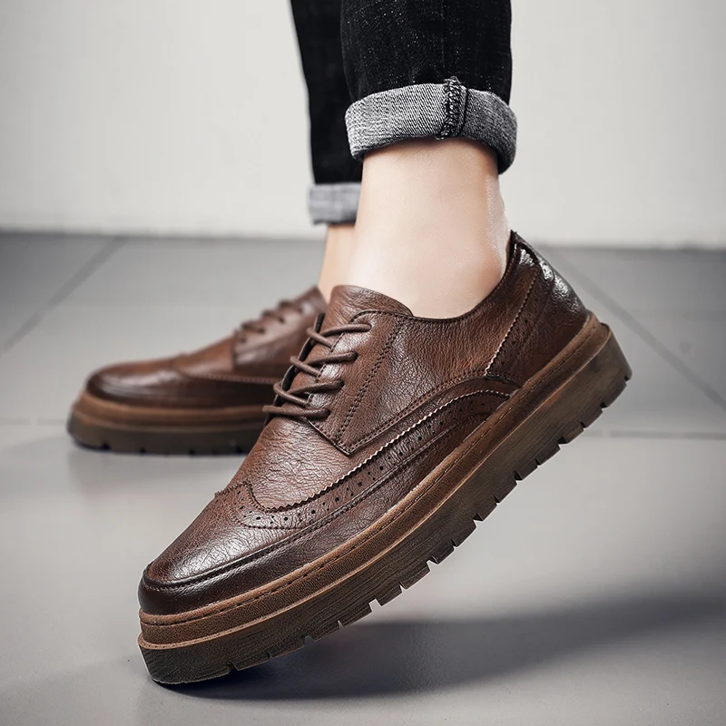 

Кожаные кроссовки для мужчин, повседневные легкие кеды на шнуровке, дышащие Нескользящие, Уличная обувь, плоская подошва