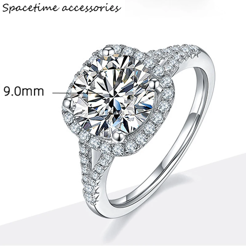 

EarringSterling Silver Real 3 Carats D Color Moissanite Wedding Rings For Women Engagement Party Fine Jewelry WholesaleRings