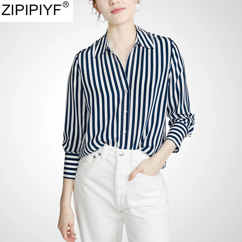 Striped Printed Women Shirt Blouse For Woman 2020 New Arrivals Fashion Print Tops Turn down Collar Long Sleeve Female Blusas