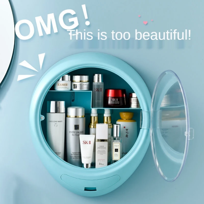 

Wall-mounted Dust-proof Cosmetic Storage Box Non-perforated Household Large-capacity Bathroom Bathroom Storage Rack