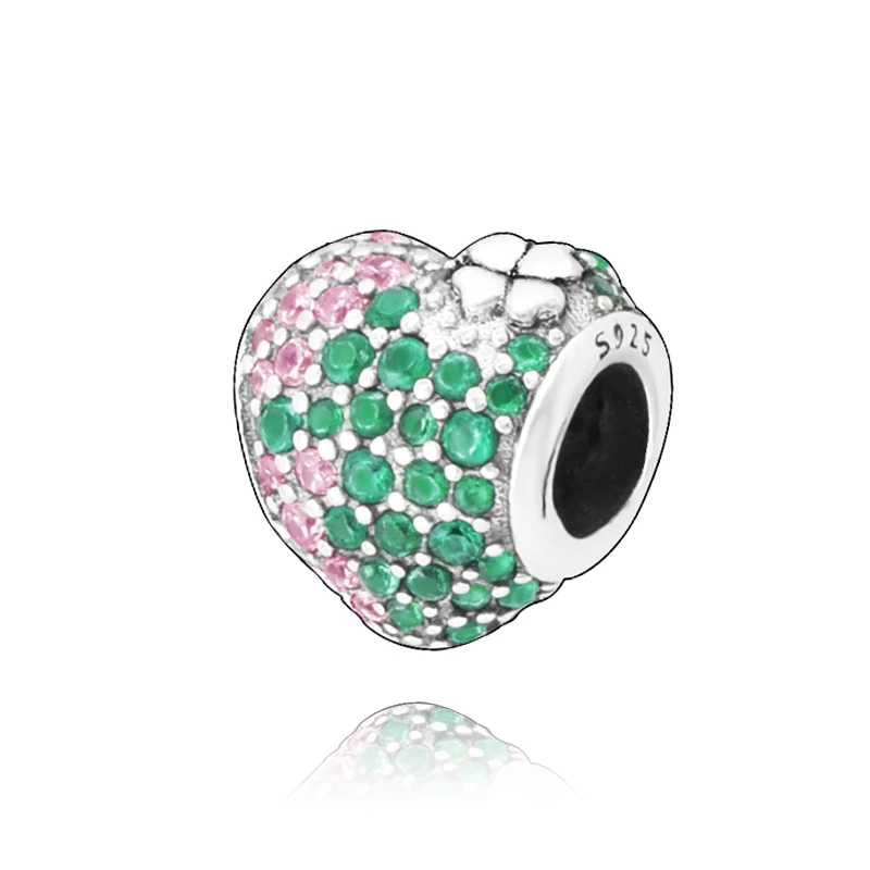 

Genuine 925 Sterling Silver Clover Heart Charm Beads fit Original Pandora Bracelets Women DIY Jewelry