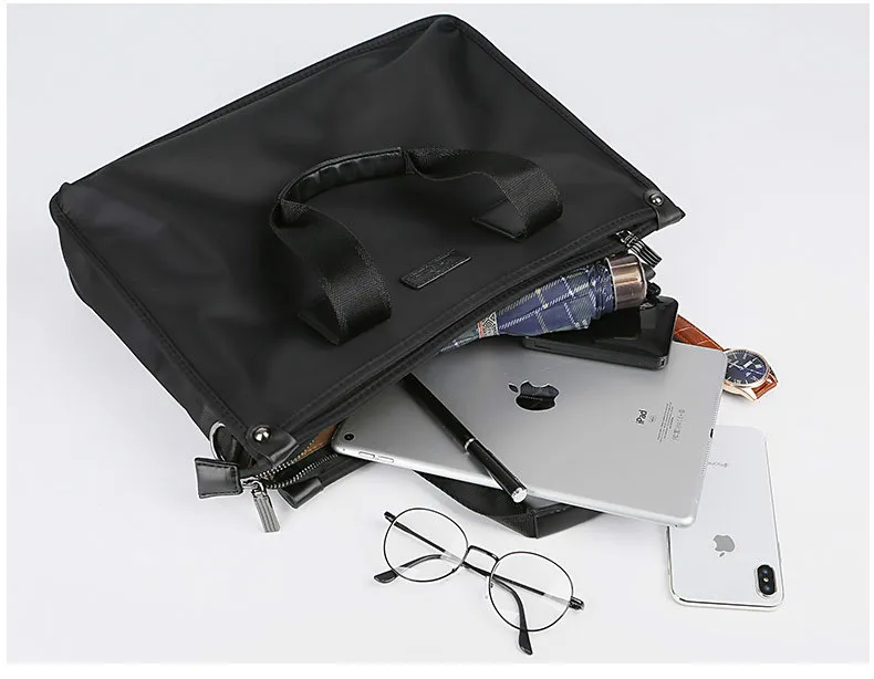 Сумка мессенджер Мужская нейлоновая водонепроницаемая Черная|Мужские портфели|