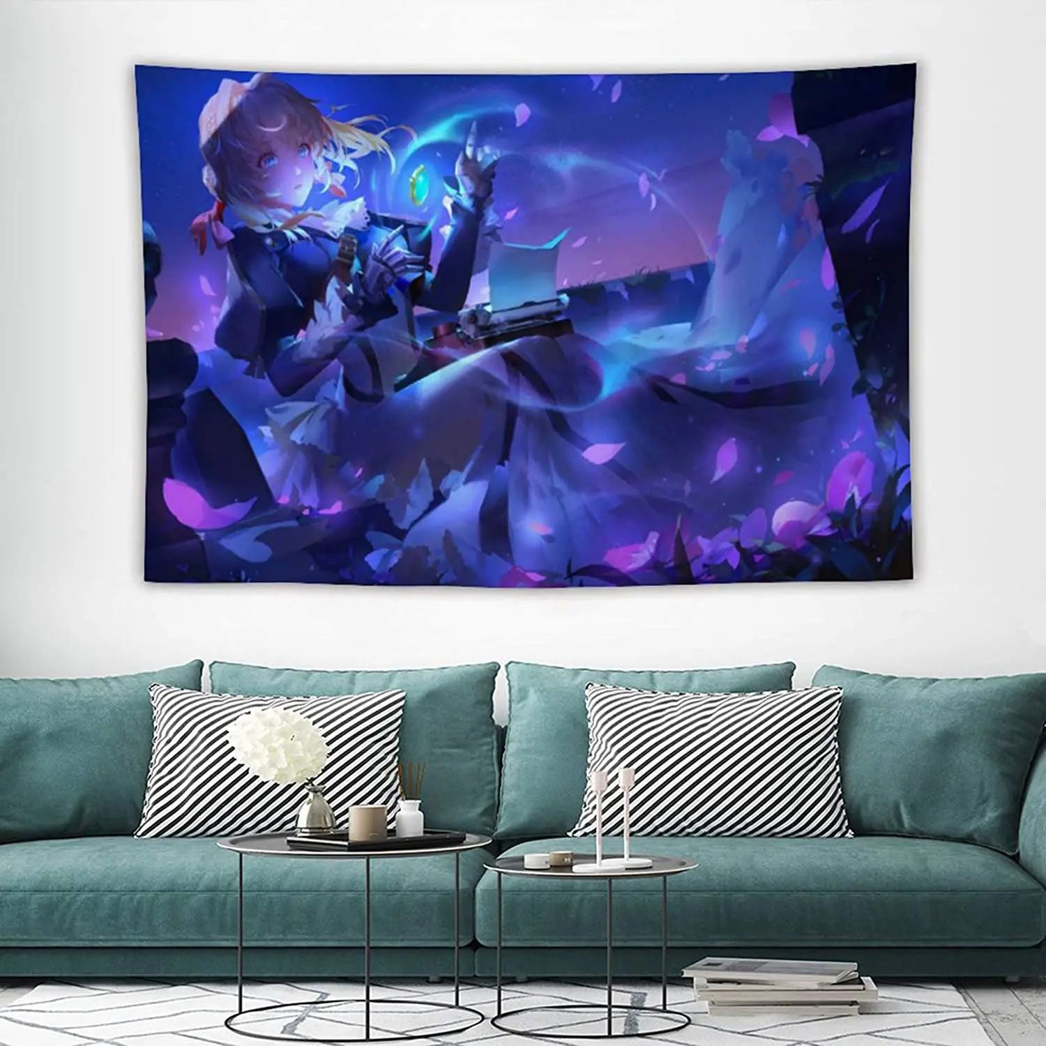

Genshin impact Xiao anime tapestry wall hanging art decoration tapestry, cartoon home furniture, for living room