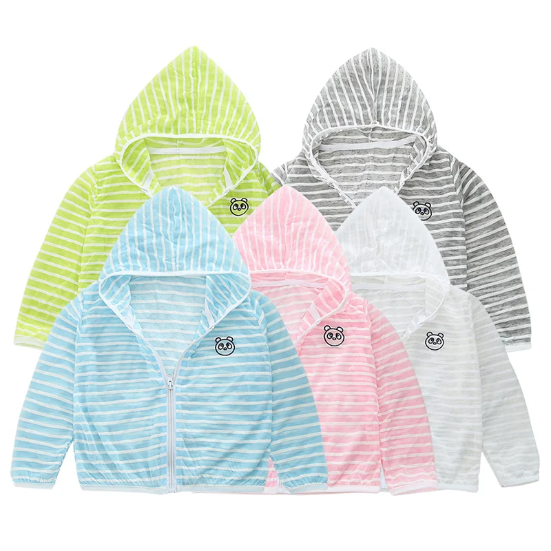 Летняя детская одежда для защиты от солнца Пальто унисекс с милым полосатым